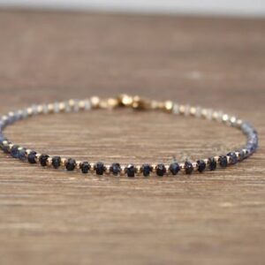 Dainty Shaded Blue Sapphire Bracelet, Gold Filled, Sterling Silver Or Rose Gold, Stacking Bracelet, Sapphire Jewelry, September Birthstone,