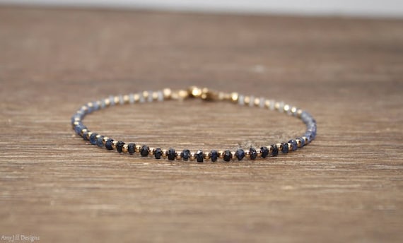 Dainty Shaded Blue Sapphire Bracelet, Gold Filled, Sterling Silver Or Rose Gold, Stacking Bracelet, Sapphire Jewelry, September Birthstone, Dainty Shaded Blue Sapphire Bracelet, Gold Filled, Sterling Silver Or Rose Gold, Stacking Bracelet, Sapphire Jewelry, September Birthstone,