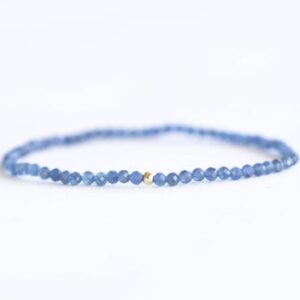 Dainty Sapphire Stretch Bracelet, Faceted Cornflower Blue Beaded Gemstone Jewelry, September Birthstone Elastic Bracelet Dainty Sapphire Stretch Bracelet, Faceted Cornflower Blue Beaded Gemstone Jewelry, September Birthstone Elastic Bracelet