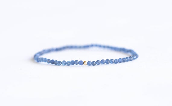 Dainty Sapphire Stretch Bracelet, Faceted Cornflower Blue Beaded Gemstone Jewelry, September Birthstone Elastic Bracelet Dainty Sapphire Stretch Bracelet, Faceted Cornflower Blue Beaded Gemstone Jewelry, September Birthstone Elastic Bracelet