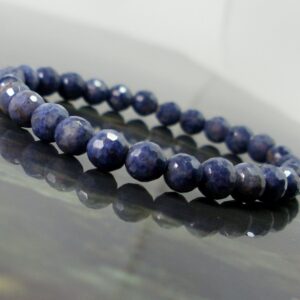Natural Faceted Dark Blue Sapphire 5mm Bracelet, Natural Gemstone Bracelet, Women Mens Beaded Bracelet, Gift For Her For Him + Gift Box Natural Faceted Dark Blue Sapphire 5mm Bracelet, Natural Gemstone Bracelet, Women Mens Beaded Bracelet, Gift For Her For Him + Gift Box