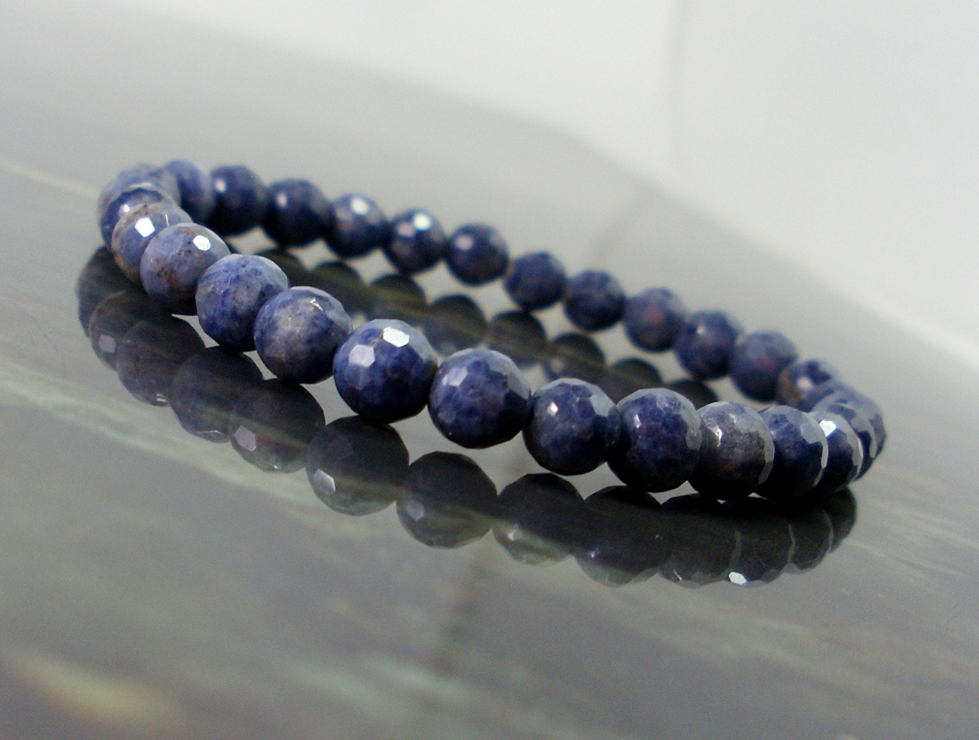 Natural Faceted Dark Blue Sapphire 5mm Bracelet, Natural Gemstone Bracelet, Women Mens Beaded Bracelet, Gift For Her For Him + Gift Box Natural Faceted Dark Blue Sapphire 5mm Bracelet, Natural Gemstone Bracelet, Women Mens Beaded Bracelet, Gift For Her For Him + Gift Box