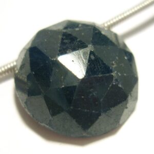 15.5 Carats Blue Sapphire Bead Cabochon Domed Hand Faceted Round 15mm Natural Gemstone Bead - Perfect For PMC - One Bead