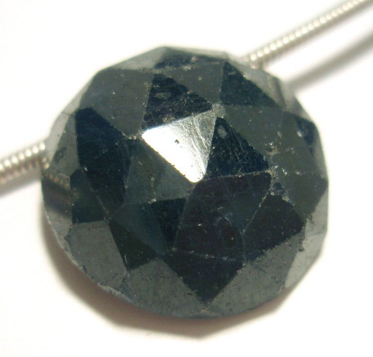 15.5 Carats Blue Sapphire Bead Cabochon Domed Hand Faceted Round 15mm Natural Gemstone Bead - Perfect For Pmc - One Bead 15.5 Carats Blue Sapphire Bead Cabochon Domed Hand Faceted Round 15mm Natural Gemstone Bead - Perfect For Pmc - One Bead