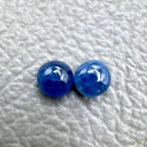 Burma Blue Sapphire Cabochon Pair: Natural Gemstone Jewelry (3.10 Carat, 5MM)