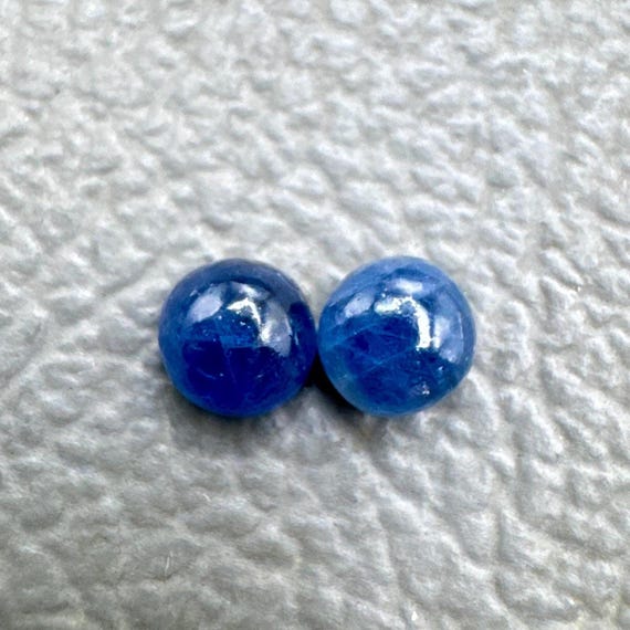 Burma Blue Sapphire Cabochon Pair: Natural Gemstone Jewelry (3.10 Carat, 5mm)