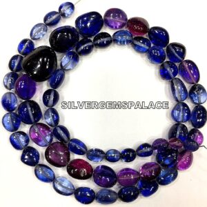 AAA+ Natural Blue Sapphire Smooth Nuggets Beads Polished Nuggets Gemstone Beads Royal Blue Sapphire Beads Free Form Nuggets 20” Strand.