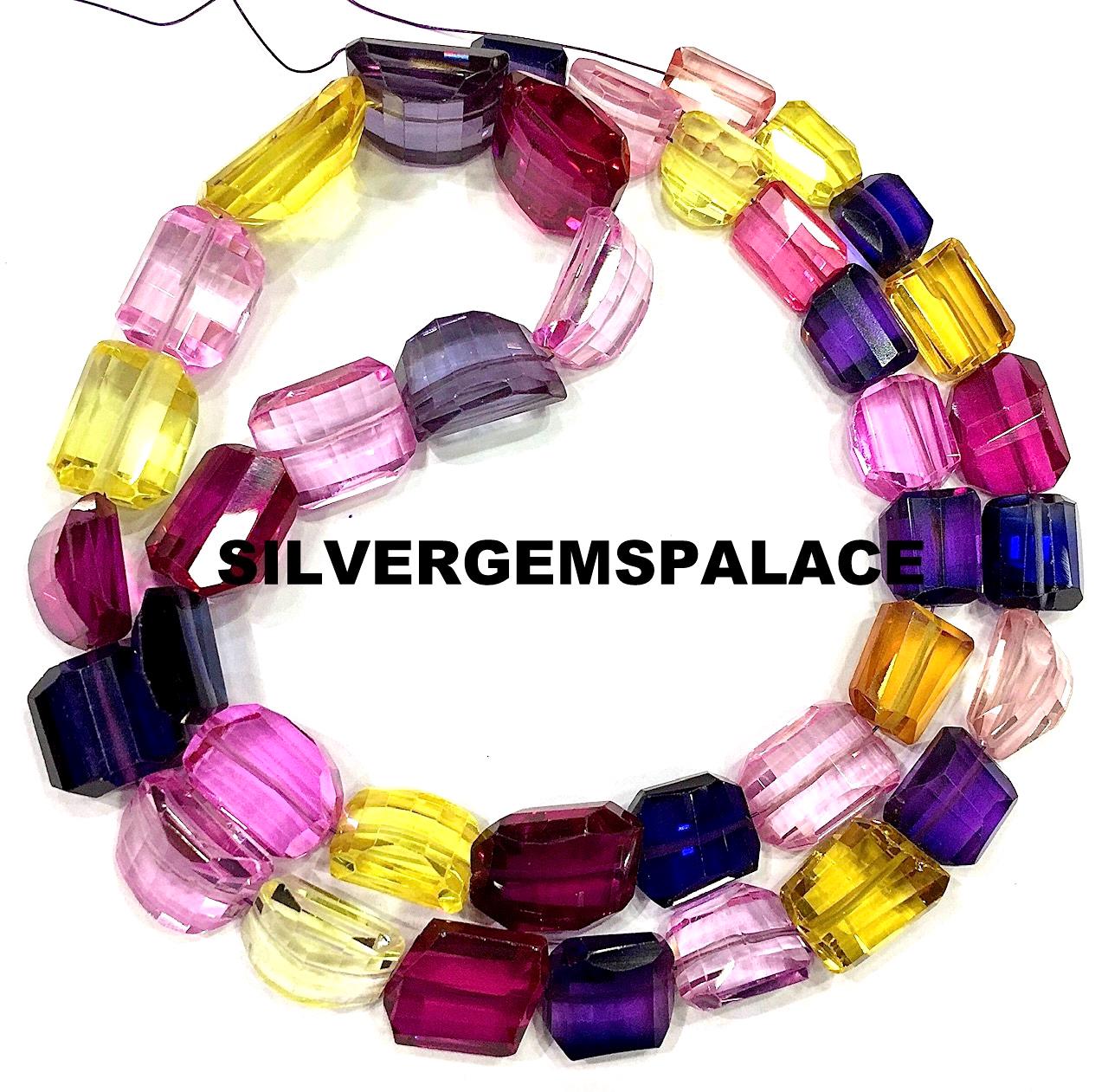 Aaaa+ Coloful Multi Sapphire Faceted Nuggets Gemstone Beads Multi Mix Gemstones Laser Cut Nugget Stone Jewelry Making Nuggets Beads 20”