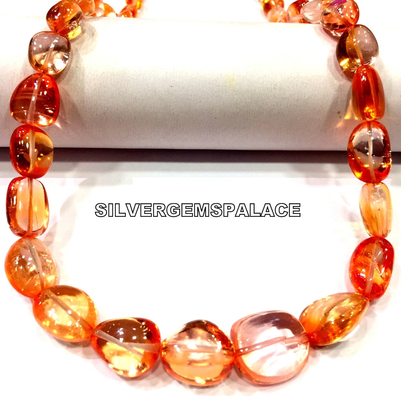 Aaaa+ Padparadscha Sapphire Nuggets: Peach Orange Gemstone Beads
