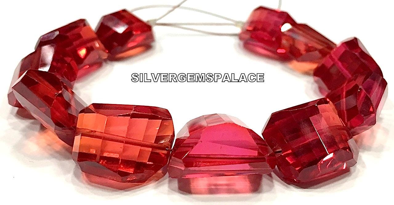 Aaaa+ Rarest~padparadscha Sapphire Faceted Nuggets Beads,reddish Orange Color Beads,sapphire Nuggets Gemstone Beads,jewelry Making Beads 6”
