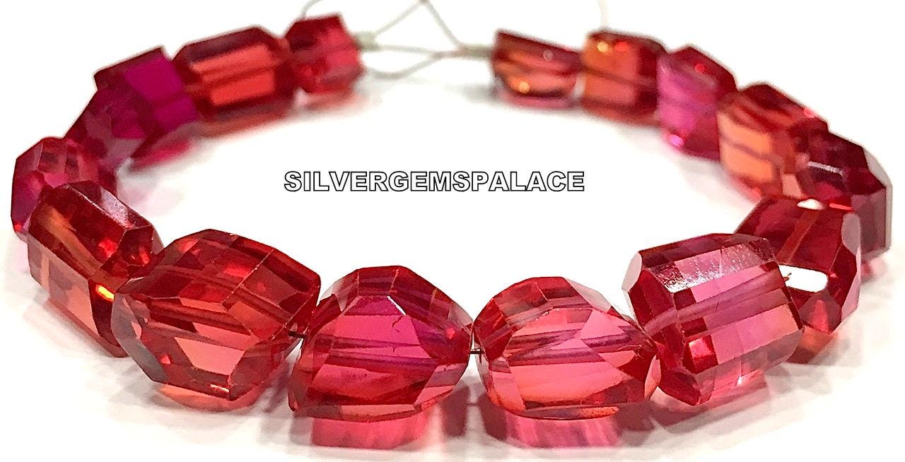 Aaaa+ Rarest~padparadscha Orange Sapphire Faceted Nuggets Beads,reddish Orange Color Beads,sapphire Nuggets Gemstone Beads String 6”