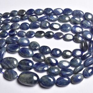 Blue Sapphire Nuggets Bead Strand - 14.5 inches - Natural Beautiful Smooth African Sapphire  Oval - Size is 5x7-8x11 mm #1982