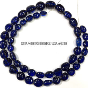 Blue Sapphire Smooth Nuggets Beads Necklace Polished Nuggets Gemstone Beads AAAA+ Royal Blue Sapphire Nuggets Beads Birthday Gift.