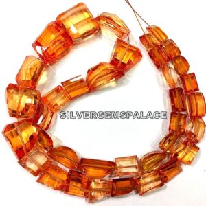 Padparadscha Sapphire Faceted Nuggets Beads Peach Sapphire Nuggets Beads Sapphire Gemstone Beads Great Cut Stone Nuggets Beads Charming Bead
