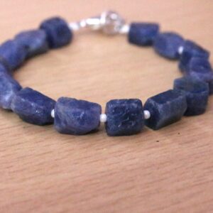 Rough Blue Sapphire Bracelet: Gemstone Jewelry, AAA Quality