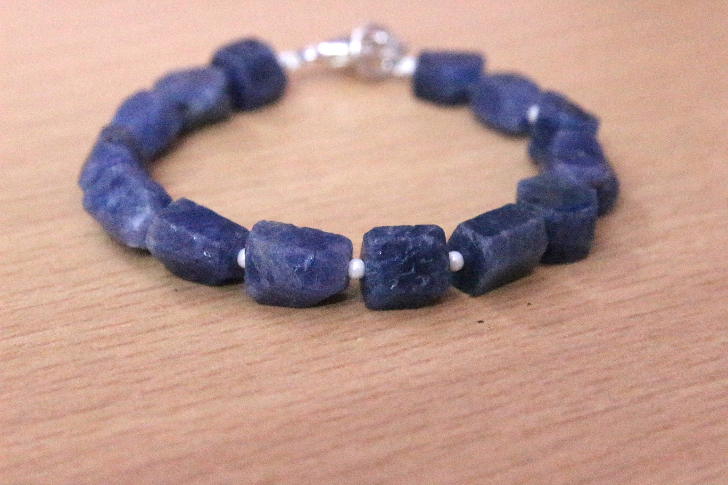 Rough Blue Sapphire Bracelet: Gemstone Jewelry, Aaa Quality Rough Blue Sapphire Bracelet: Gemstone Jewelry, Aaa Quality