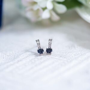 3mm Blue Sapphire Sterling Silver Stud Earrings: Dainty Jewelry
