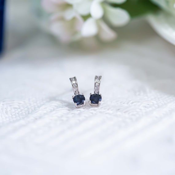 Real 3mm Blue Sapphire Sterling Silver Earrings, Dainty Sapphire Gemstone Studs Jewelry Real 3mm Blue Sapphire Sterling Silver Earrings, Dainty Sapphire Gemstone Studs Jewelry