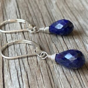 Sapphire Earrings: Sterling Silver Dangles, September Birthstone