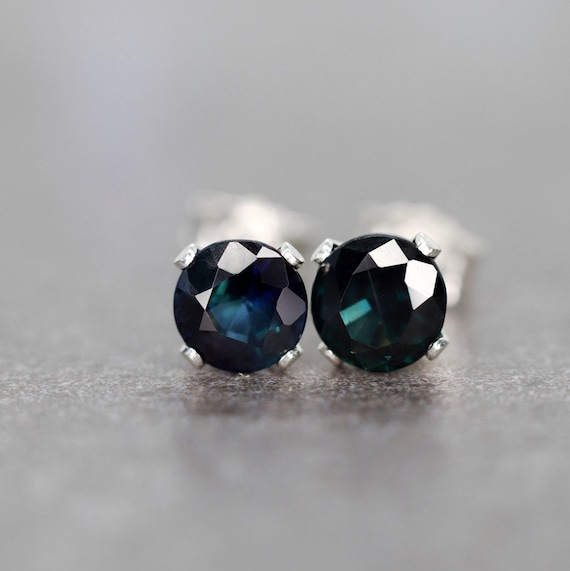 Sapphire Stud Earrings, September Birthstone Gift For Him, Precious Stone Stud Earrings, Dark Blue Sapphire Jewellery Sapphire Stud Earrings, September Birthstone Gift For Him, Precious Stone Stud Earrings, Dark Blue Sapphire Jewellery