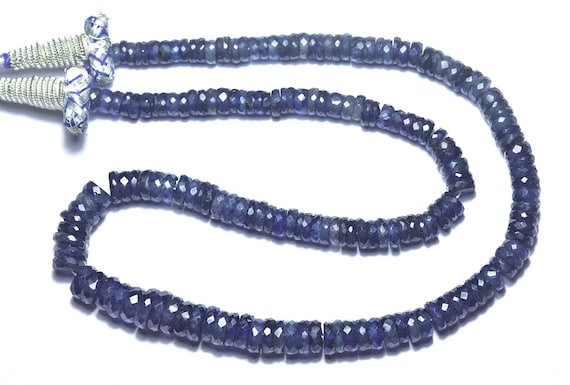 202 Cts Blue Sapphire Tyre Beads- 16 Inches -natural Beautiful Sapphire Faceted Micro Cut Wheel Rondelle Beads - Size Is 5.5 - 8.5 Mm#691