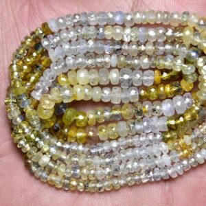 7.50 Inches,natural Bi Ceylon Sapphire Faceted Rondelles,rare Sapphire Beads,size Is 3-5mm #1456