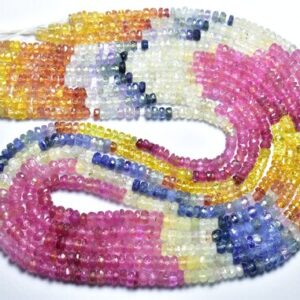 Aaa Super Multi Sapphire Beads - Beautiful Natural Micro Faceted Multi Sapphire Rondelles - Size Is 3 - 4 Mm #2136