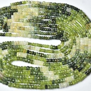 Rare Green Sapphire Rondelle Bead - Natural Micro Faceted Sapphire Shaded Rondelles - Size Is 3.5 -5 Mm #888