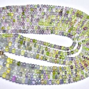 Rare Sapphire Rondelle Bead Strand - 15 Inches - Natural Micro Faceted Ceylon Multi Sapphire Rondelles - Size Is 3.5-4.5 Mm #144