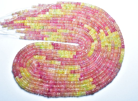 Super Quality Multi Sapphire Tyre Beads - 16 Inches - Natural Most Beautiful Micro Faceted Multi Sapphire Tyre - Size Is 3 - 4.5 Mm #2052