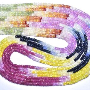 Superb Multi Sapphire Rondelle Beads - 18 Inches - Most Beautiful Natural Micro Faceted Multi Sapphire Rondelles - Size Is 2.5 - 3 Mm #2100