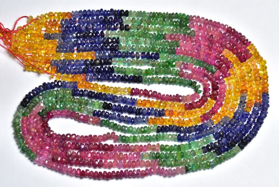 Superb Multi Sapphire Rondelle Beads - 16 Inches - Natural Micro Faceted Multi Sapphire Rondelles - Size Is 3.5 Mm #2047