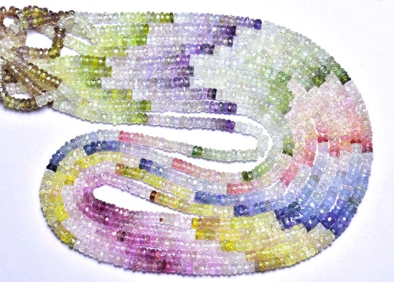 Superb Quality Multi Sapphire Tyre Bead - 8.5 Inches - Natural Most Beautiful Micro Faceted Multi Sapphire Tyre - Size Is 3.5 - 3.8 Mm #1155