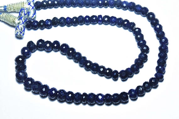 247 Cts - Blue Sapphire Rondelle Beads - 16 Inches - Natural Faceted Dark Blue Sapphire Rondelle Beads Necklace Strand- Size 6 - 8.5 Mm #62 247 Cts - Blue Sapphire Rondelle Beads - 16 Inches - Natural Faceted Dark Blue Sapphire Rondelle Beads Necklace Strand- Size 6 - 8.5 Mm #62