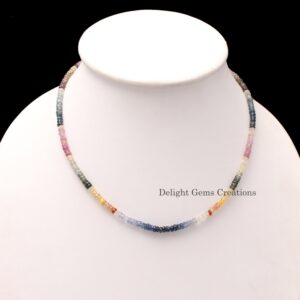 AAA Natural Multi sapphire beaded necklace-4MM Fine Faceted Rondell Precious Gemstone beads Jewelry-Handmade Jewelry-Customize in Length AAA Natural Multi sapphire beaded necklace-4MM Fine Faceted Rondell Precious Gemstone beads Jewelry-Handmade Jewelry-Customize in Length