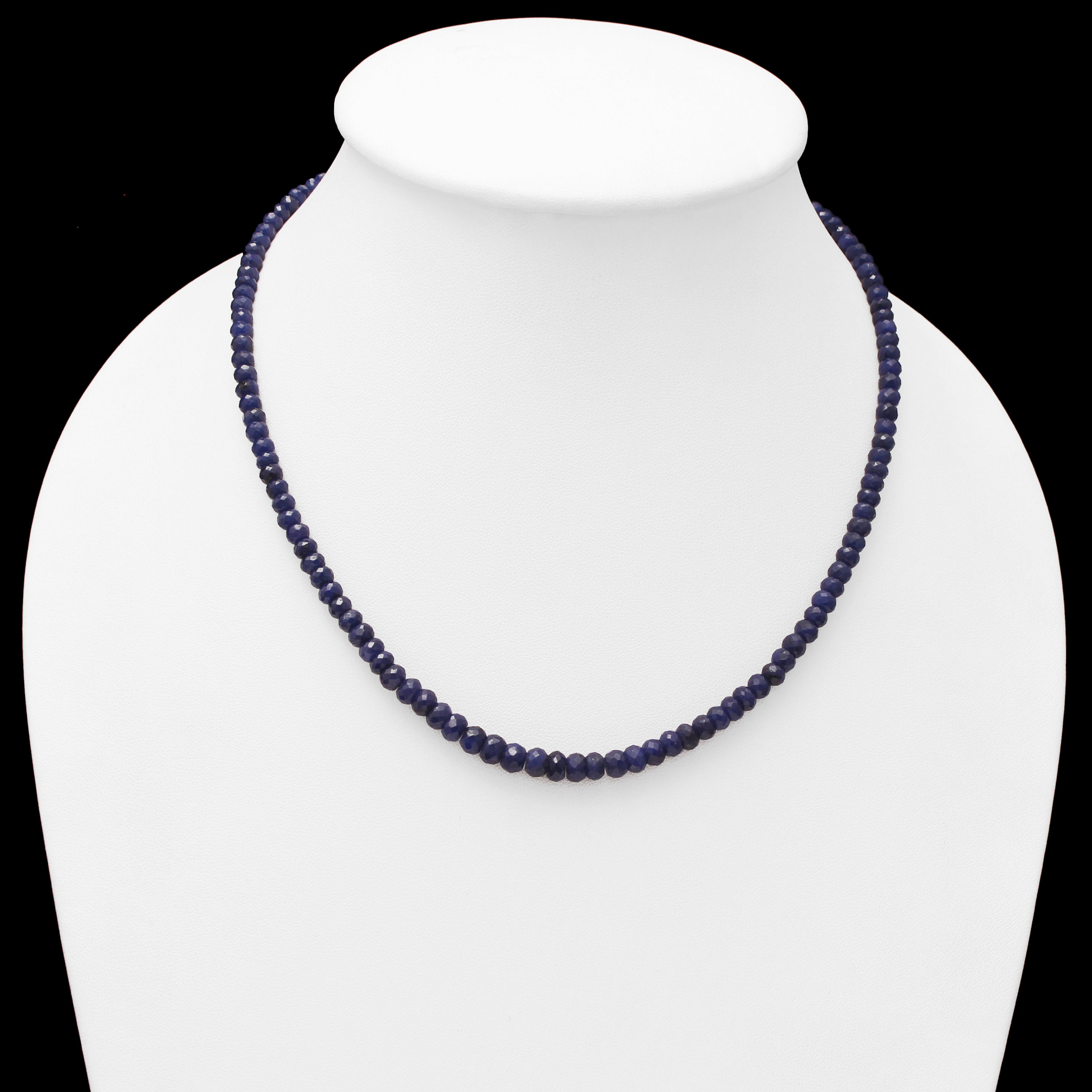 Blue Sapphire Beaded Necklace 4mm-6mm, Sapphire Beads Necklace- Faceted Rondelle Blue Gemstone Jewelry-best Gift For Her
