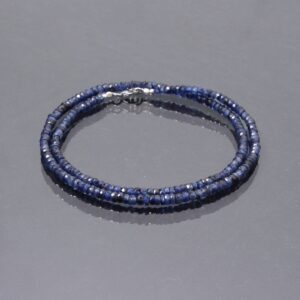 Blue Sapphire Beaded Necklace, Faceted Rondelle, 18 Inch Blue Sapphire Beaded Necklace, Faceted Rondelle, 18 Inch