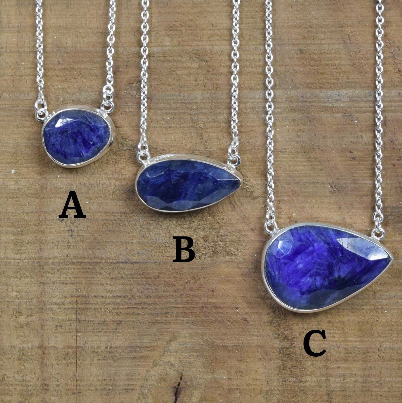 Blue Sapphire Sterling Silver Necklace: Handmade Faceted Gemstone, September Birthstone