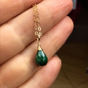 Green Sapphire 14k Gold Fill Choker: September Birthstone Necklace Green Sapphire 14k Gold Fill Choker: September Birthstone Necklace