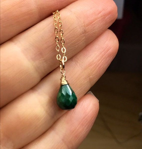 Green Sapphire 14k Gold Fill Choker: September Birthstone Necklace Green Sapphire 14k Gold Fill Choker: September Birthstone Necklace