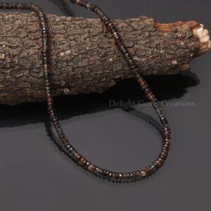 Natural Australian Sapphire Beaded Necklace, Green-Brown Rondelle Beads Natural Australian Sapphire Beaded Necklace, Green-Brown Rondelle Beads
