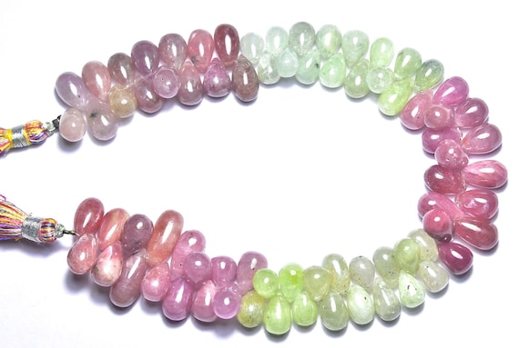 295 Cts Multi Sapphire Teardrop Beads - 8.5 Inches - Natural Beautiful Smooth Multi Sapphire Teardrop Beads - Size Is 6x8 - 6.5x14 Mm#332