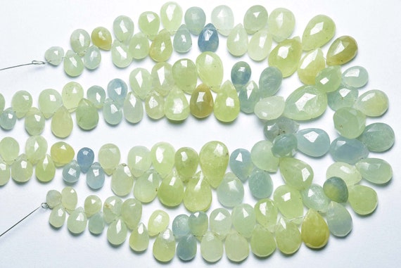 8 Inches - Very Rare Natural Beautiful Unique African Sapphire Faceted Pear Briolettes - Size Is 5x8-9x13 Mm #1815