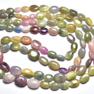 Bi Multi Sapphire Oval Bead Strand - 8 inches - Natural Multi Sapphire Smooth Oval Beads - Size is 7 - 10 mm #107
