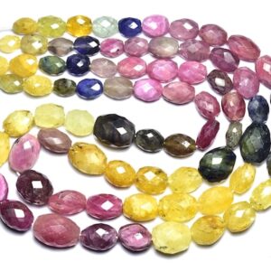Big Multi Sapphire Oval Bead Strand - 8 inches,Natural Multi Sapphire Faceted Oval Briolettes, Shaded Sapphire,Size is 8.50-13mm #450