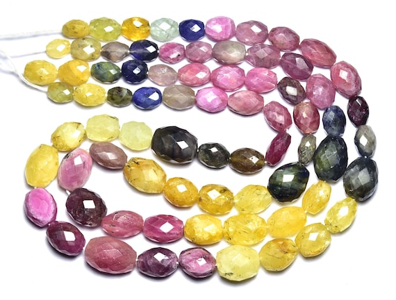 Big Multi Sapphire Oval Bead Strand - 8 Inches,natural Multi Sapphire Faceted Oval Briolettes, Shaded Sapphire,size Is 8.50-13mm #450 Big Multi Sapphire Oval Bead Strand - 8 Inches,natural Multi Sapphire Faceted Oval Briolettes, Shaded Sapphire,size Is 8.50-13mm #450