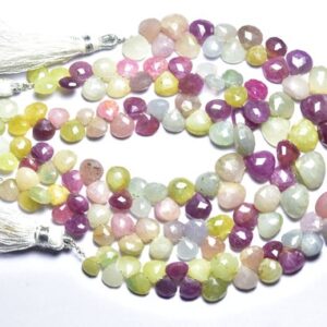 Sapphire Heart Beads - 7.5 Inches - Natural Beautiful Umba Faceted Heart Briolettes Strand - Size Is 7-9 Mm #668 Sapphire Heart Beads - 7.5 Inches - Natural Beautiful Umba Faceted Heart Briolettes Strand - Size Is 7-9 Mm #668