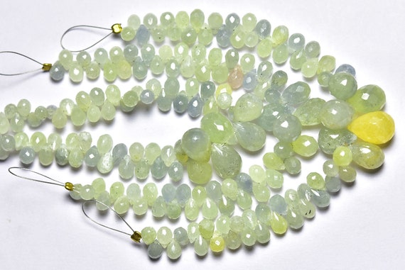 Rare Sapphire Briolette Bead- 6 Inches - Very Rare Natural Unique Faceted African Sapphire Teardrops Briolettes - Size Is 4x6- 7x10 Mm #177