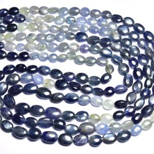 Shaded Sapphire Oval Bead Strand - 7.50 inches,Natural Sapphire Smooth Oval,Finest Quality Shaded Sapphire,Size is 6-8mm #263