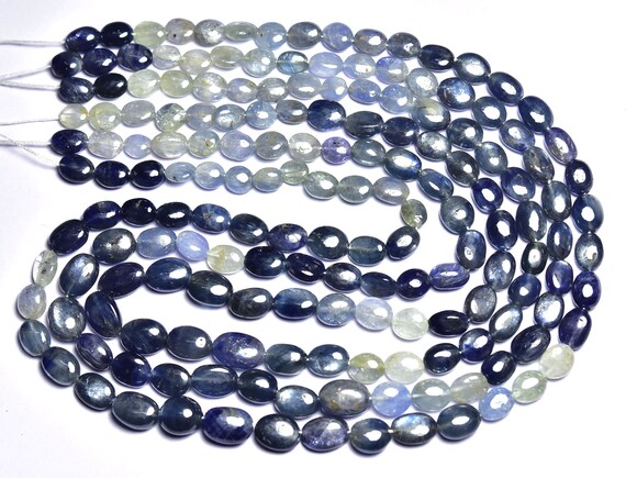 Shaded Sapphire Oval Bead Strand - 7.50 Inches,natural Sapphire Smooth Oval,finest Quality Shaded Sapphire,size Is 6-8mm #263